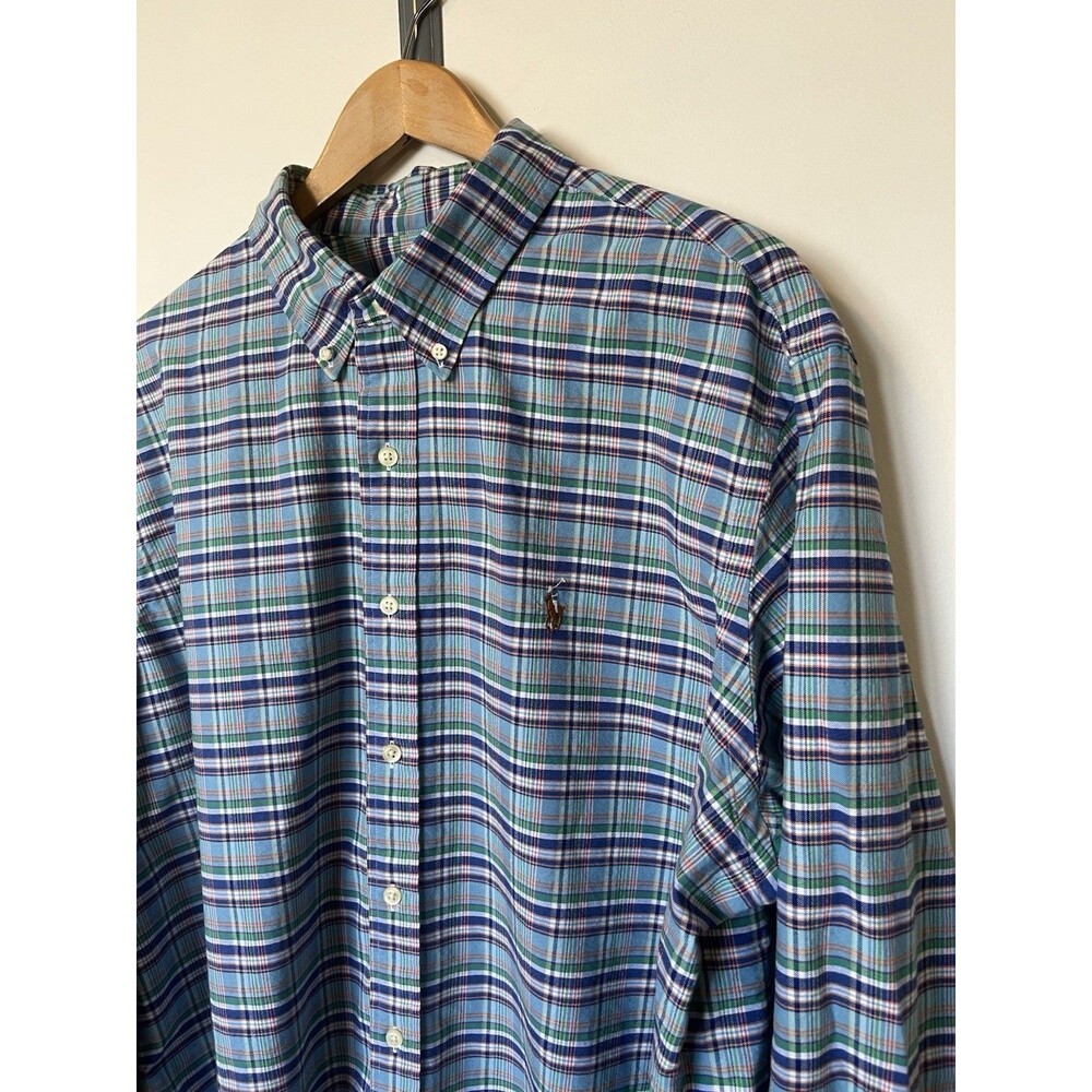 Ralph Lauren Blue Plaid Oxford Button Down Shirt Size XXL - Picture 2 of 10